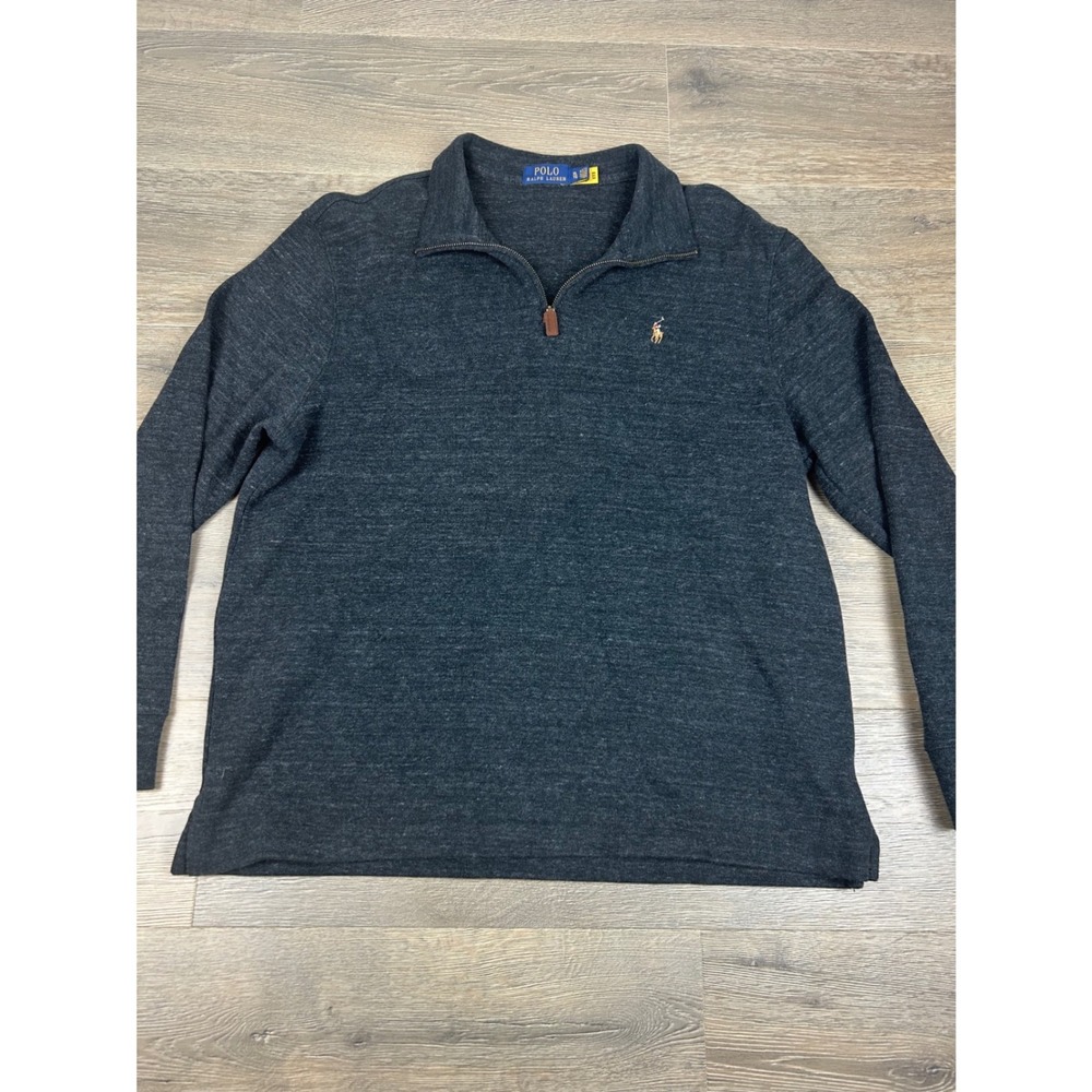 Polo Ralph Lauren Mens XL Quarter Zip Pullover Charcoal Gray Heather Sweater